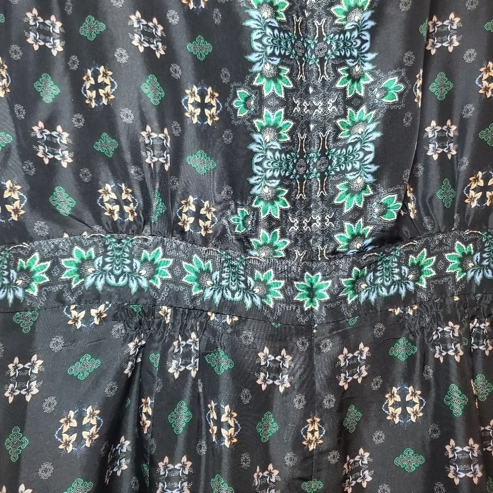 J.Crew Women Boho Cottage Core Silk Cap Sleeve Mirrored Floral Dress Soft Sz 6P